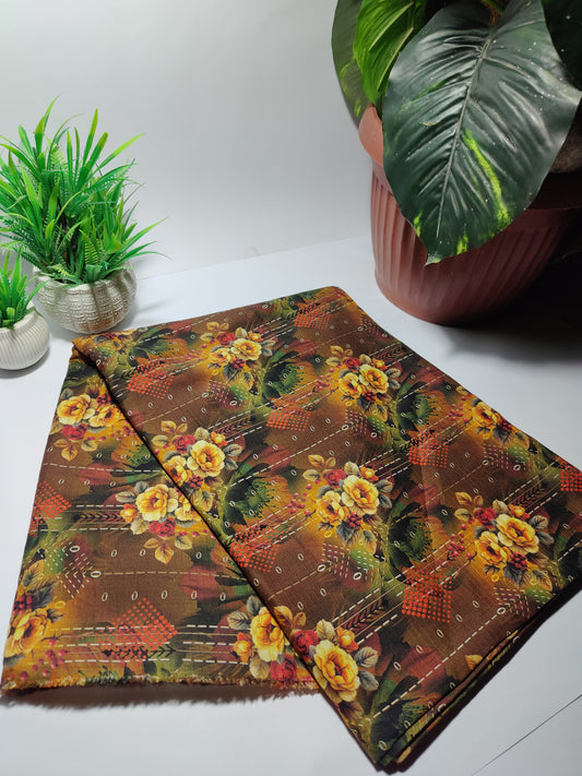 Ladies Bana Dora Lawn Printed Suit - Unstitched- 2 Piece