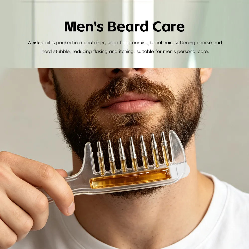Unisex Transparent Essential Oil Applicator Massage Comb with Built-In Liquid Reservoir, Rolling Metal Teeth, Suitable for Women's Scalp