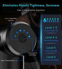 Deep Tissue Massage Gun — 6-Speed Portable Percussion Massager with LED Touch Screen